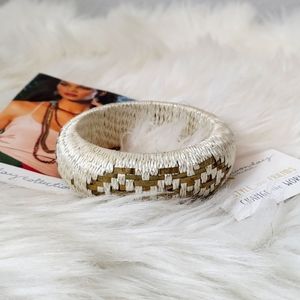 NWT Noonday Tribal Patterned Cream and Gold Bracelet